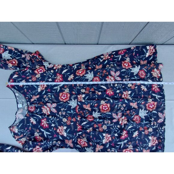 Old Navy Long Sleeve Global Fashion Dress Large Navy Floral Gathered Cottagecore - Picture 9 of 10